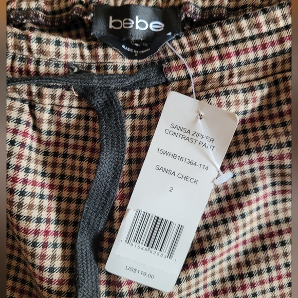 Bebe Sansa zipper contrast pants size 2 NWT womens - Picture 4 of 4